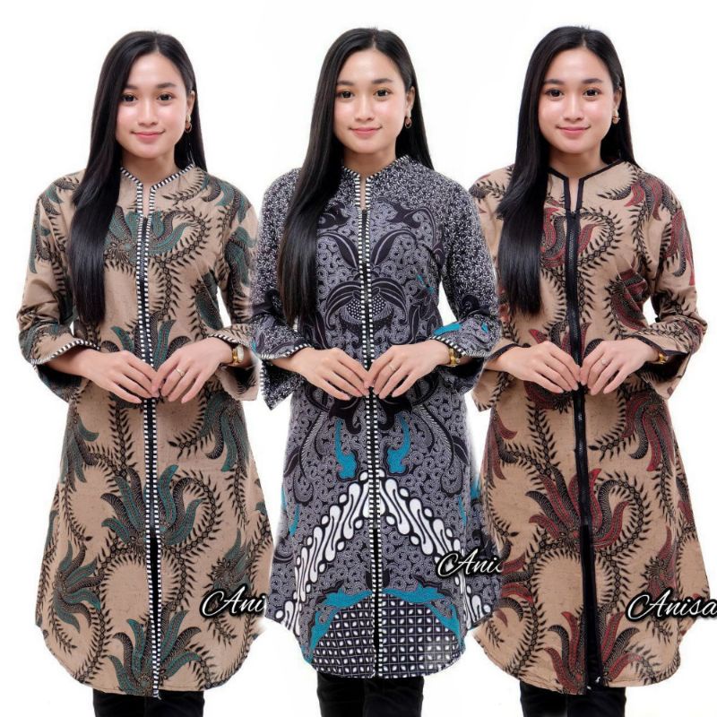 Atasan Tunik Batik Wanita Modern Trendy M L XL XXL Jumbo Tunic Batik Wanita HRB030 DOLBI DOLBY