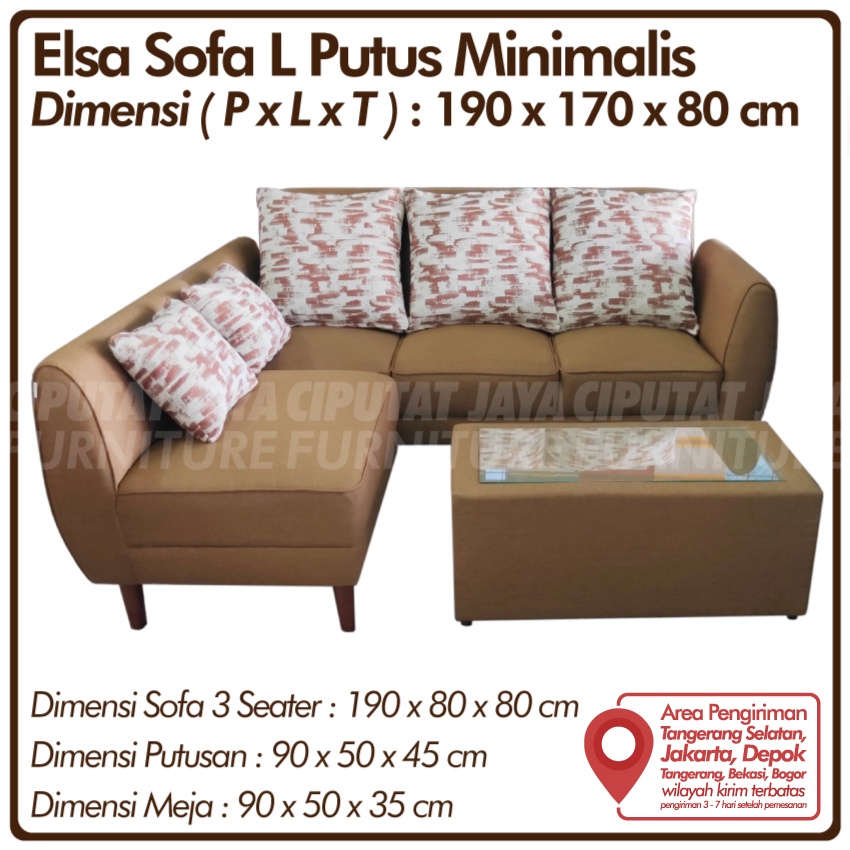 Sofa L Putus Elsa - sofa L minimalis + meja