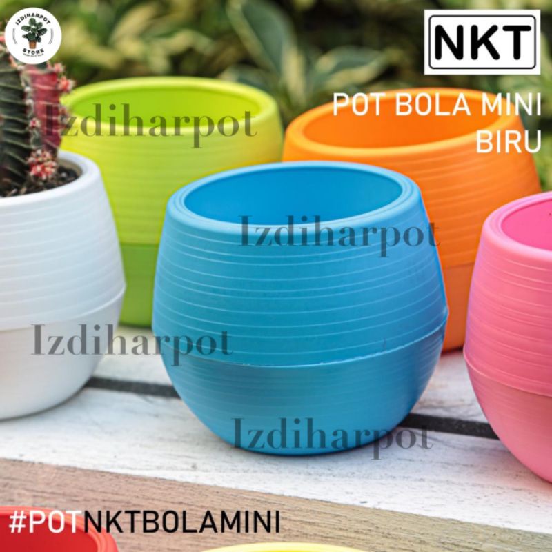 Pot bunga tanaman mini motif bola warna warni 9cm - fullcolour