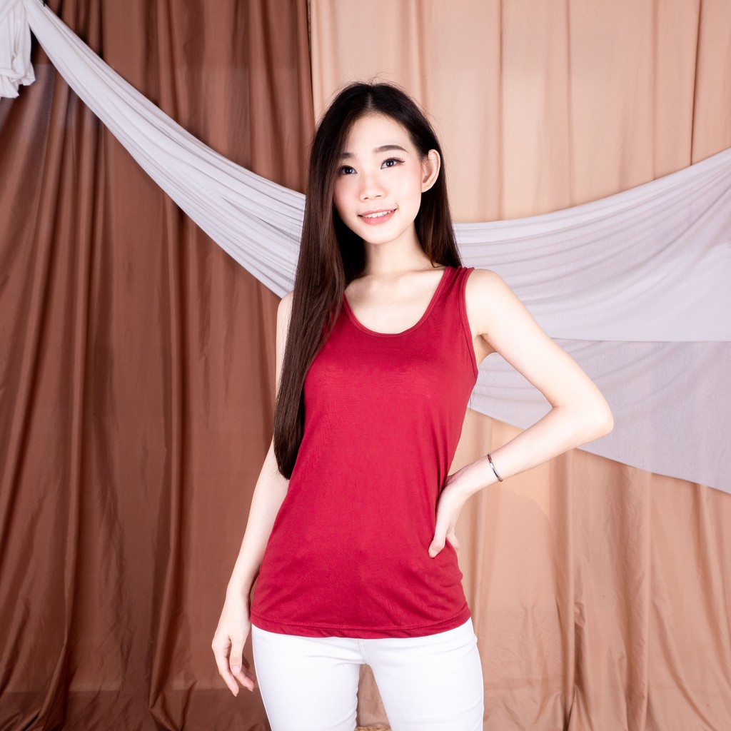 BEE - Tangtop premium Wanita / Tanktop ESSEN / Tank Top Tali BESAR / Singlet Wanita Exxen-MAROON