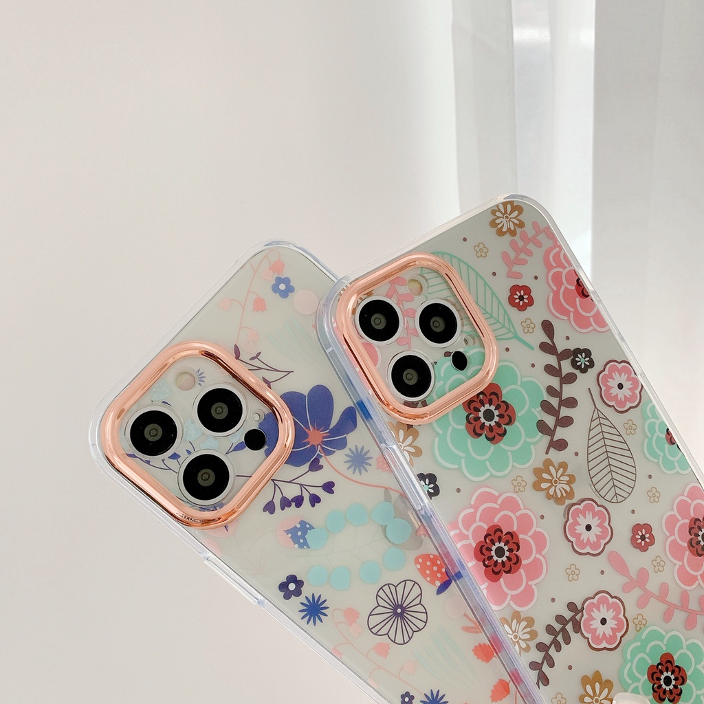 Casing Iphone 13 Pro Max 12 11 Pro Xs Max Xr X 7 + 8 + Motif Lukisan Bunga Dan Daun