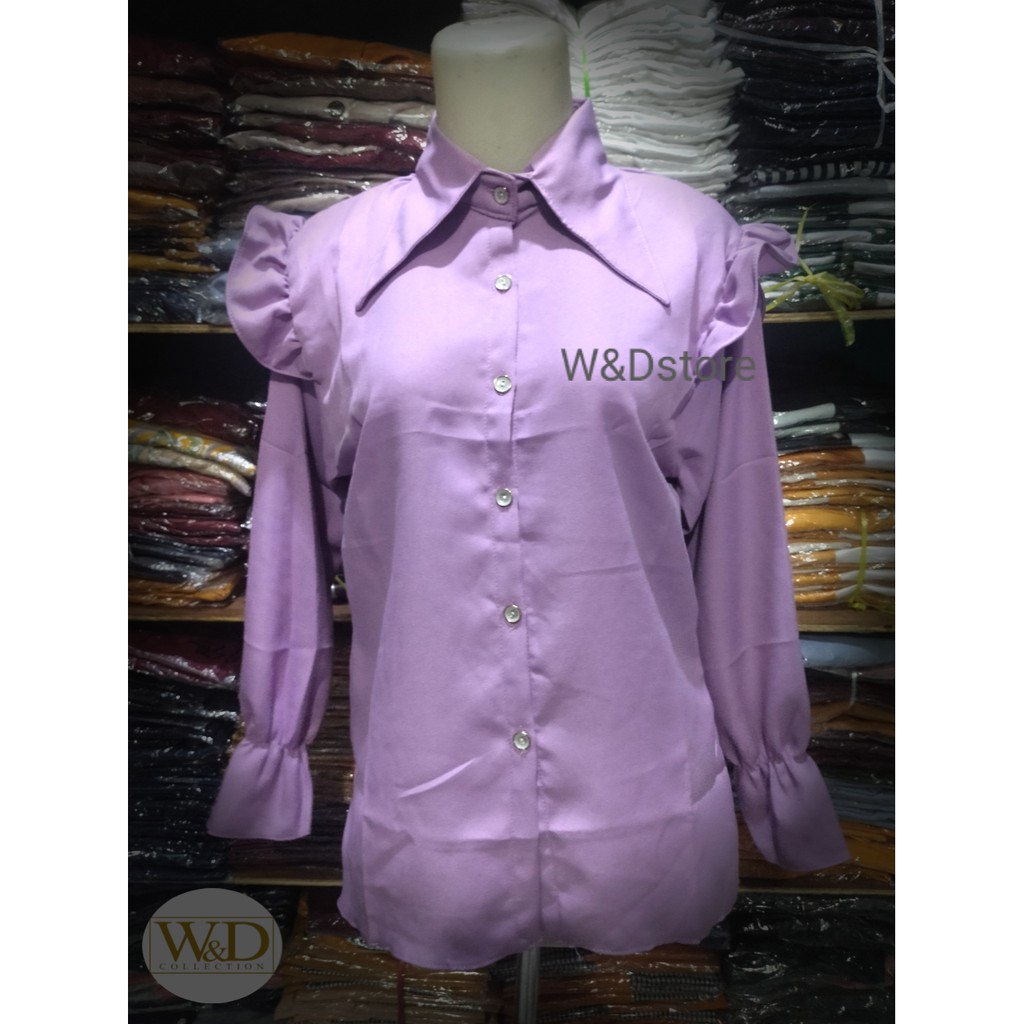 Kemeja Polos Wanita Atasan Blouse Casual model Andin Bahan Moscrepe