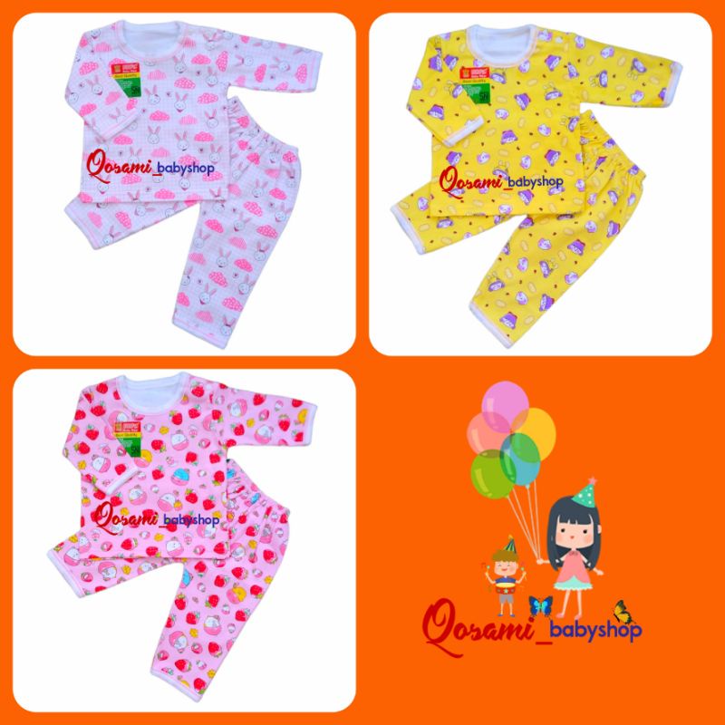 BABYFUN Cewek Setelan Panjang Bayi Newborn Motif Print SNI