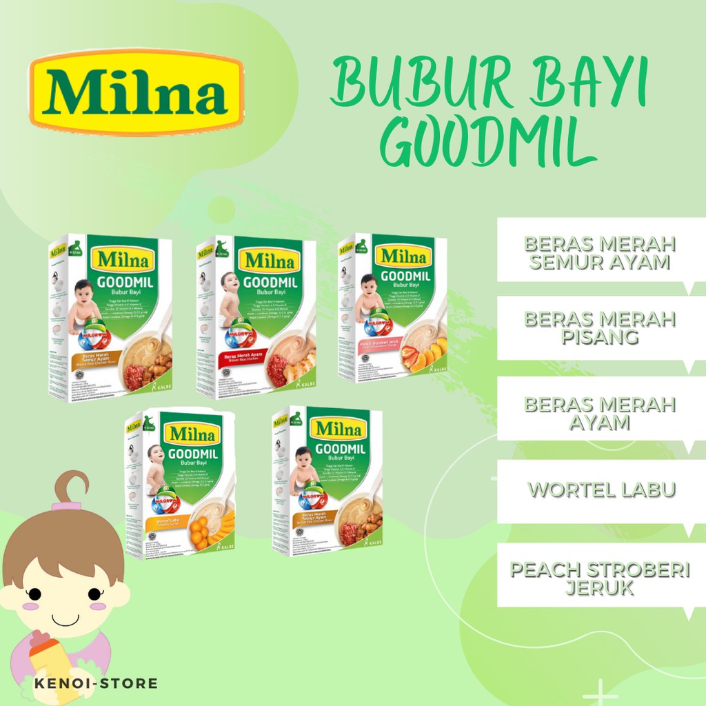 

MILNA GOODMIL Bubur Bayi goodmill 6 bulan 8bulan 6+ 8+ Makanan Bayi - 8 Peach Strbery