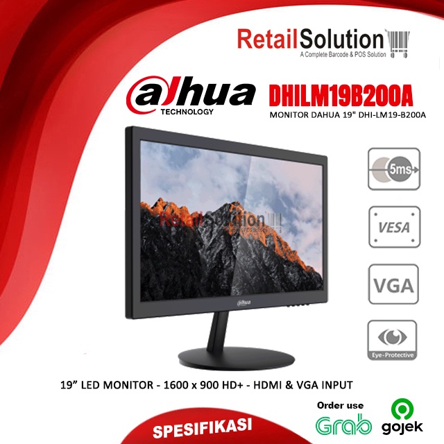 Monitor TN HD 19&quot; VGA HDMI - Dahua DHI-LM19-B200A / LM19B200A DHILM19B200A