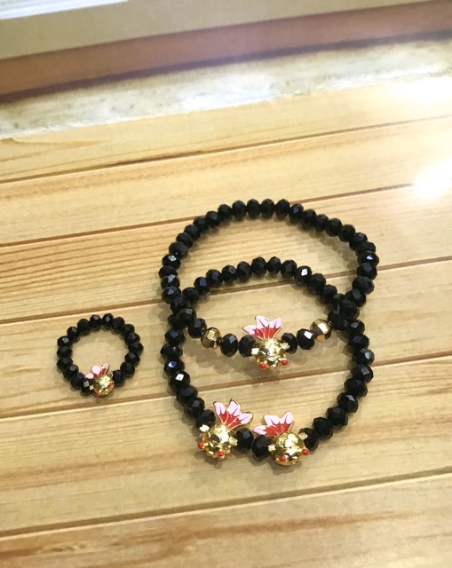 Gelang wanita // satu set cincin dan gelang // gelang ikan koki// replika emas // gelang krisral