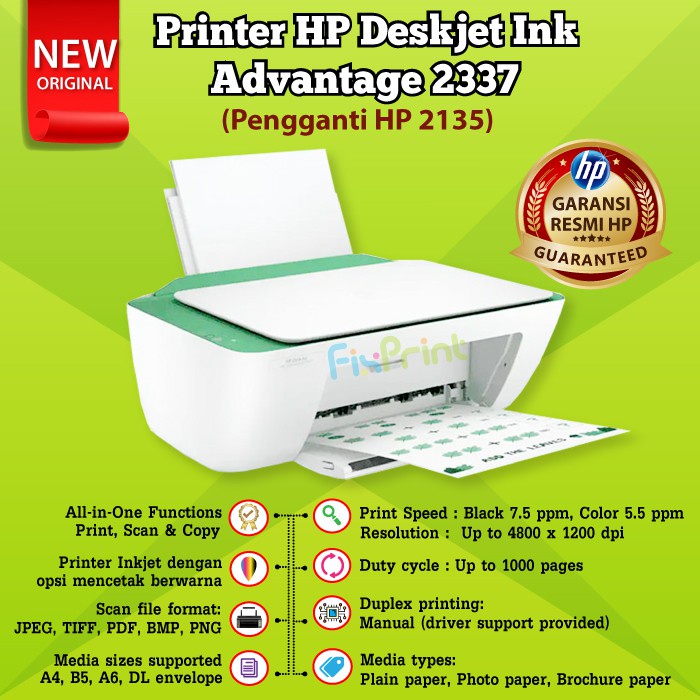 HP DeskJet Ink Advantage 2335 2336 2337 Print Scan Copy All-In-One Printer Pengganti Seri Printer 2135