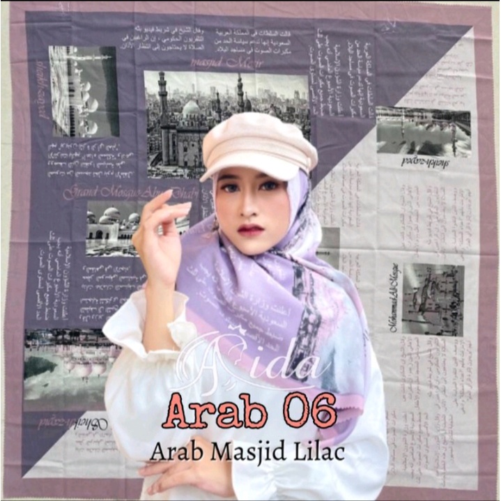 Hijab Segiempat Motif Koran arab / arabic premium / Kerudung voal best seller-ARAB 06