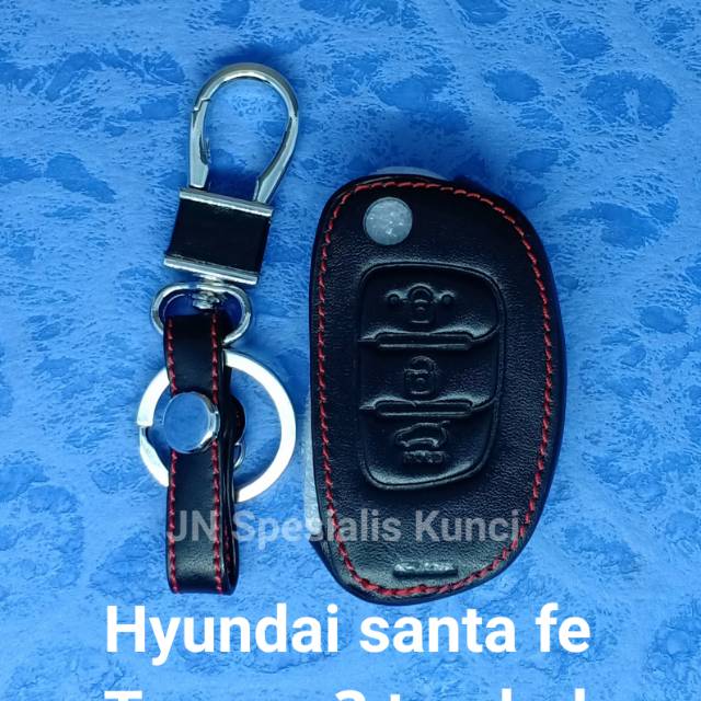 Sarung kulit import remote keyless Hyundai Santa fe Tuscin 3 tombol