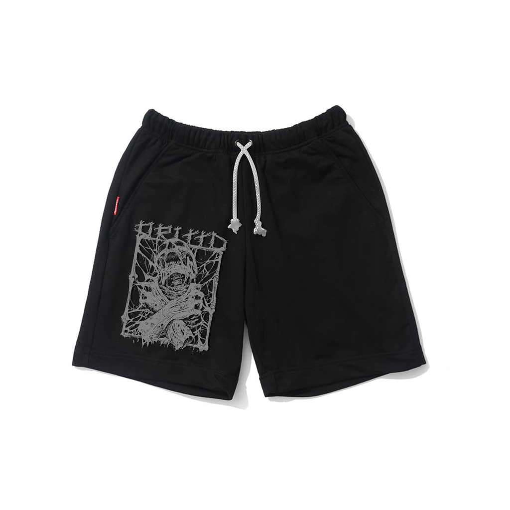 Dritto Short Pants - Celana Boxer (Skulls Raw) - Hitam