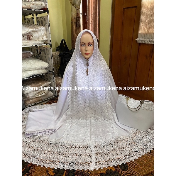 mukena zahra naghita putih tas behel swarovsky full kd (COD)