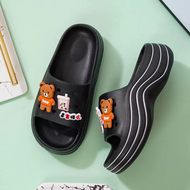 Sandal Crocs Fuji Wedges Accesories Panda Import High Quality S2