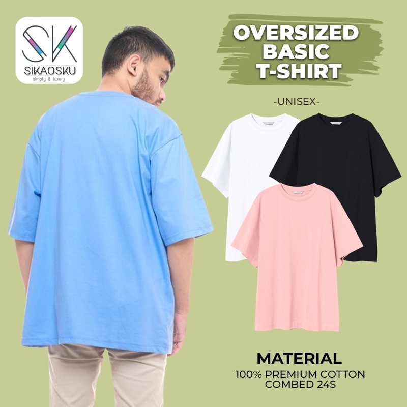 KAOS POLOS OVERSIZE PRIA &amp; WANITA COTTON COMBED 20s BAJU BIG SIZE KOREAN TSHIRT OVERSIZED JUMBO Xxl