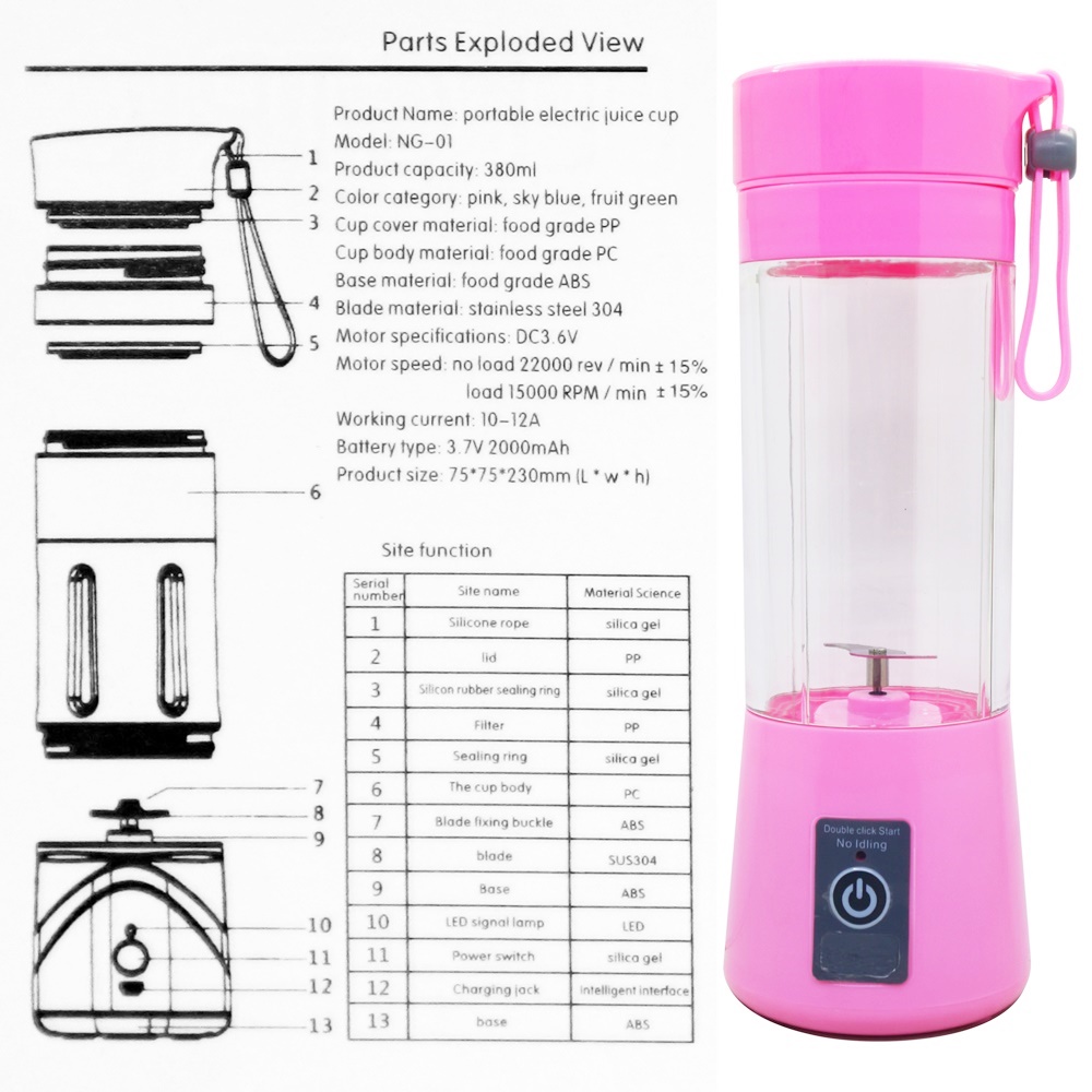 Blender USB Mini Rechargeable Portable - Random warna