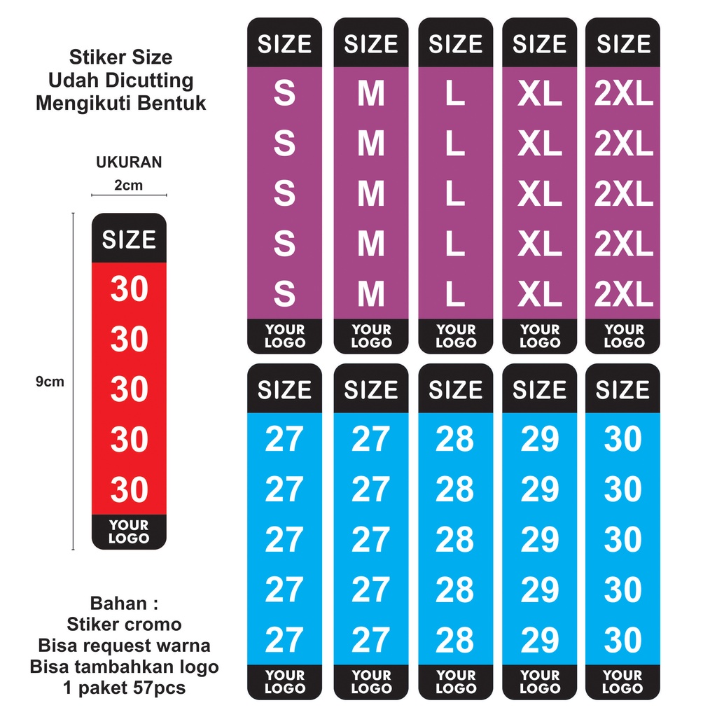 

Stiker Size Ukuran Pakaian Isi 57 pcs Sticker
