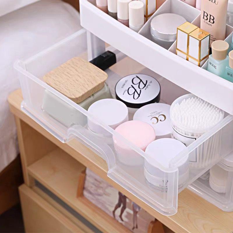 Rak Kosmetik Plastik 3 Laci Serbaguna Tempat Make Up Organizer Rak Kosmetik Transparan