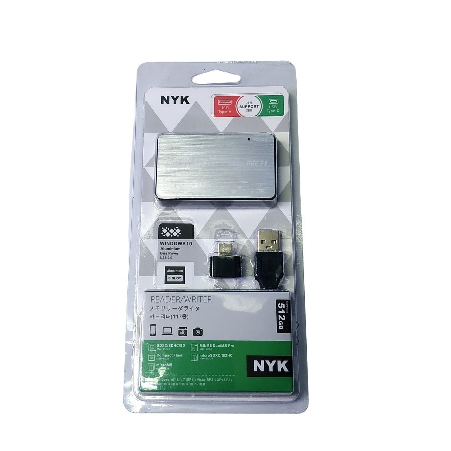 NYK C2-08 USB 2.0 + Type C All in 1 Multi Card Reader