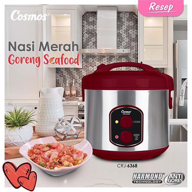 COSMOS Magic Com CRJ 6368 Anti Lengket / Rice Cooker kosmos Stainless / Penanak nasi Mejikom SS