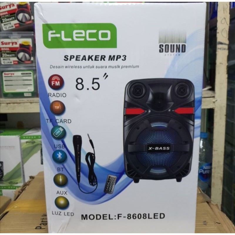 Speaker Aktif Bluetooth Fleco 8608 Gratis Microphone Karaoke Super Bass /Salon Aktif Bluetooth