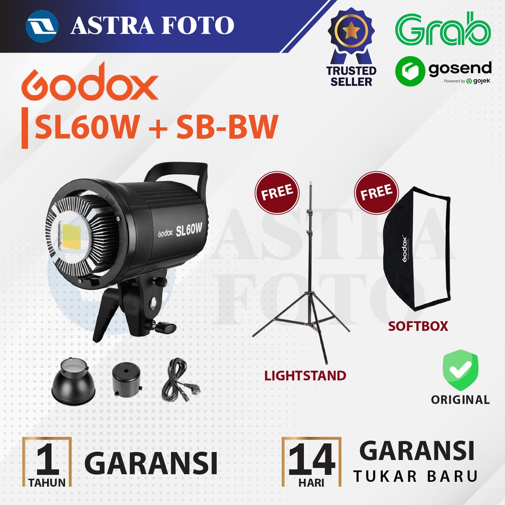 Jual Paket Godox SL60w + Softbox SB-BW 60x90cm + Lighstand - Godox SL60 W  LED Video Light -SL 60W | Shopee Indonesia