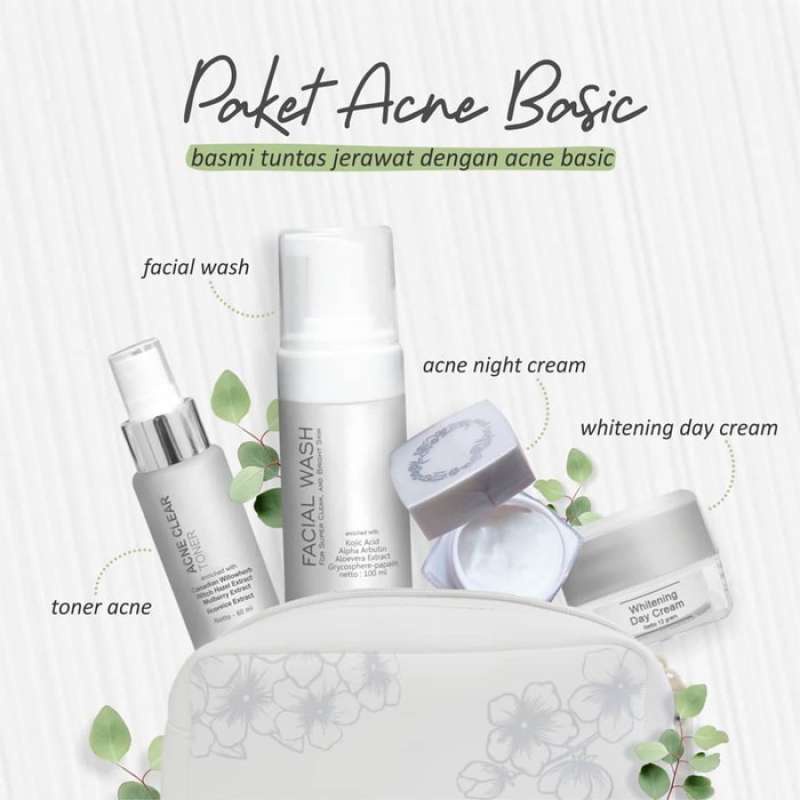 MS GLOW ACNE SERIES BASIC | MSGLOW Paket Jerawat | Pembersih Wajah | Paket Pencerah Wajah