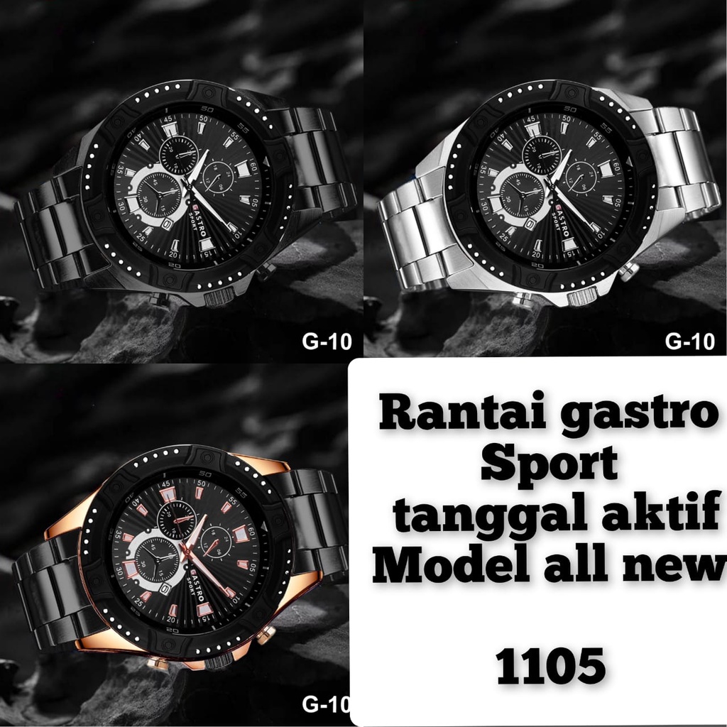 Jam Tangan Pria Original Gastro Sport Tali Rantai Stainless Analog Date Kasual Anti Air Kekinian