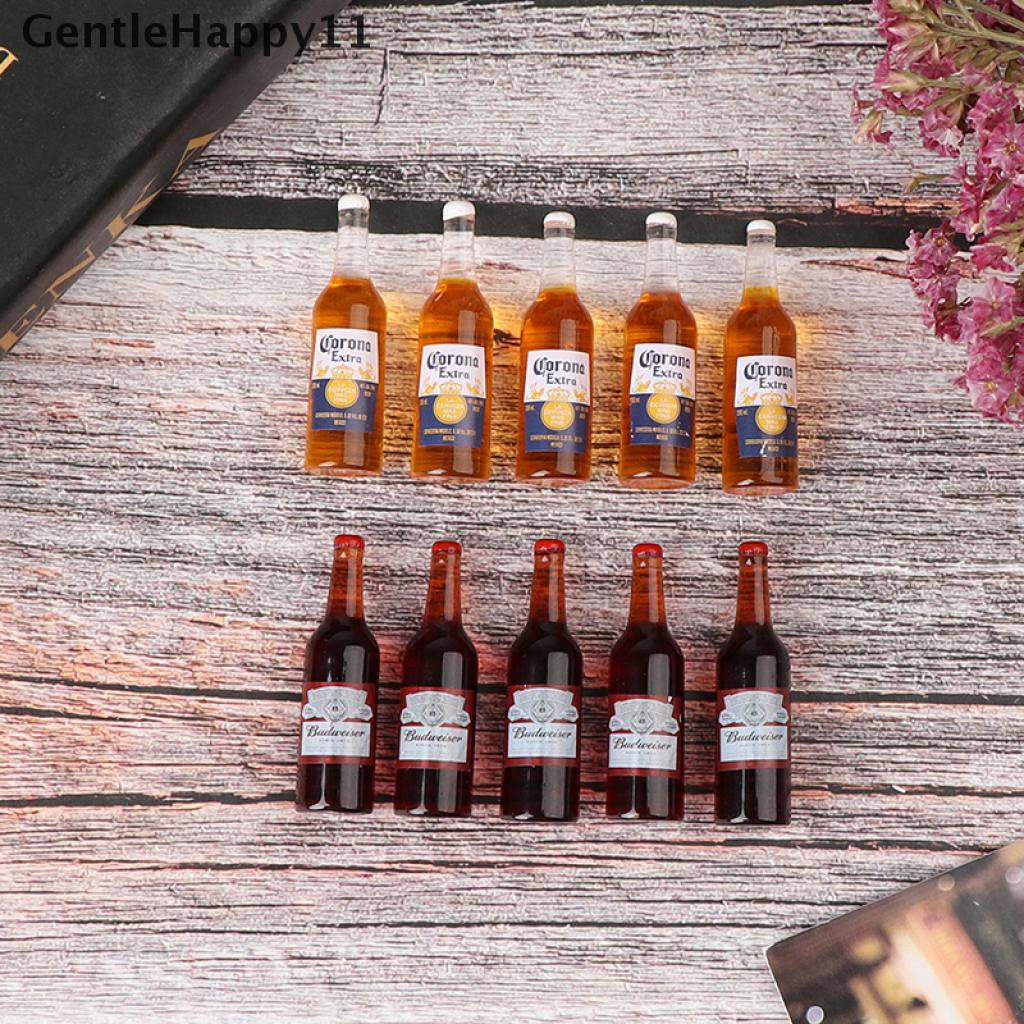 Gentlehappy 10pcs / Set Mainan Miniatur Botol Wine / Bir Skala 1: 12 Untuk Aksesoris Rumah Boneka