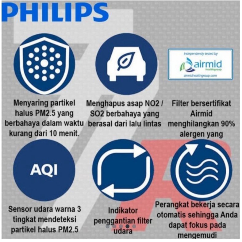 philips air purifier mobil GO PURE GP5211 Lengkap dengan filter mobil universal