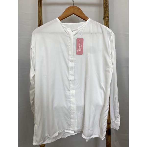 MAUDY SHIRT BLOUSE WANITA RAYON PREMIUM-PUTIH
