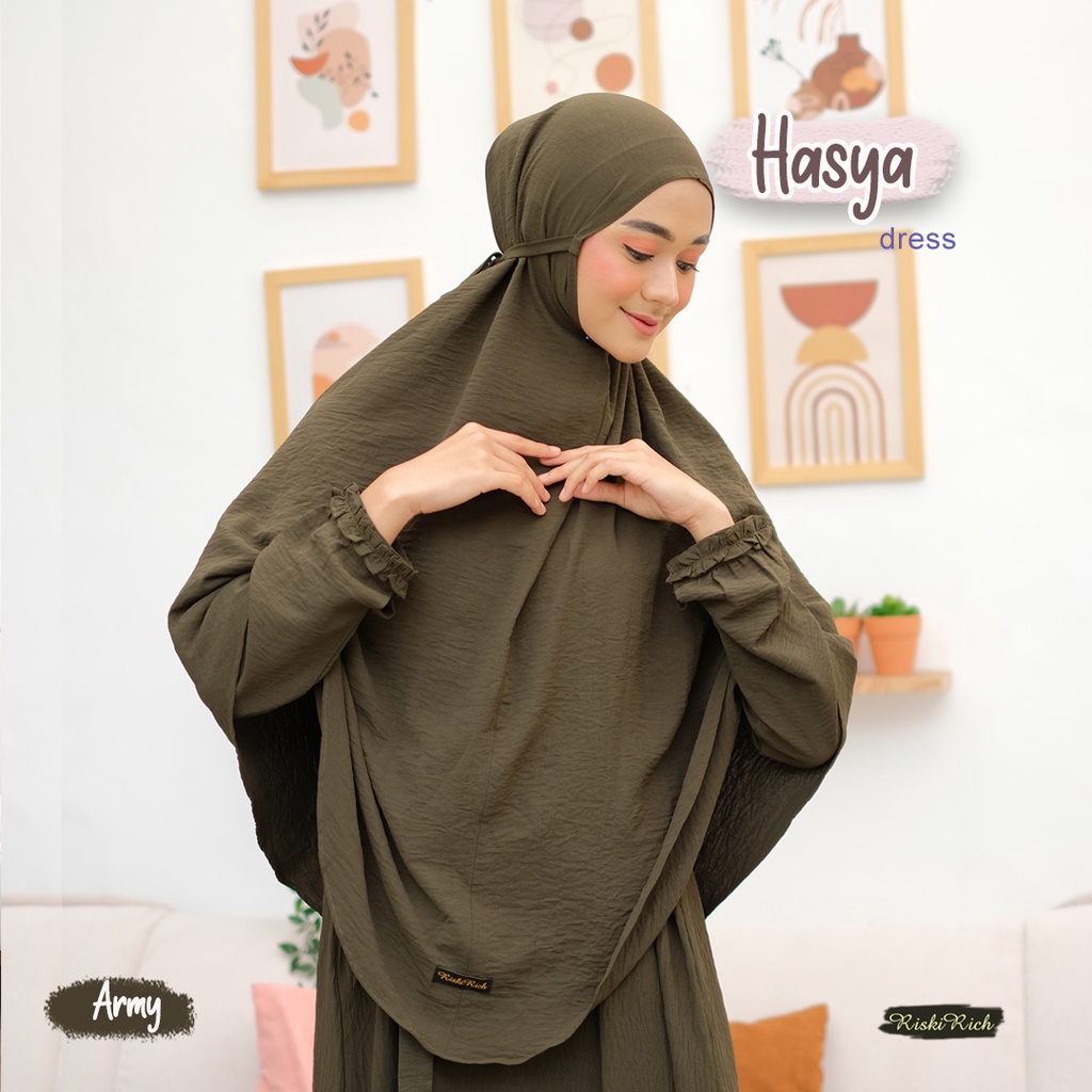 Riskirich Hasya Khimar Jilbab Bergo Uk Standar dan Jumbo Bahan Airflow Crinkle Premium