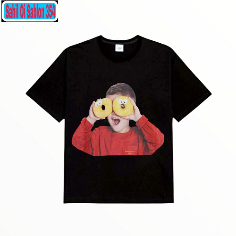 Kaos T-shirt(ADLV ACME DE LA VIE)BABY FACE DONUTS/Donat boy red karakter Anak kecil T-shirt  distro 