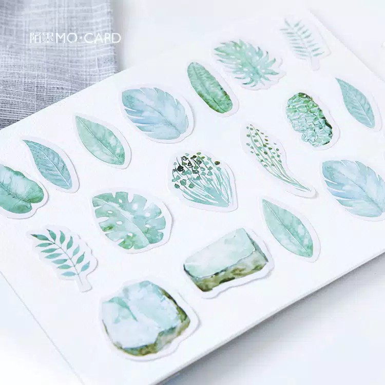 

45 PCS Watercolor Aesthetic Leaves Sticker - Stiker Daun untuk Diary Jurnal Bullet Journal