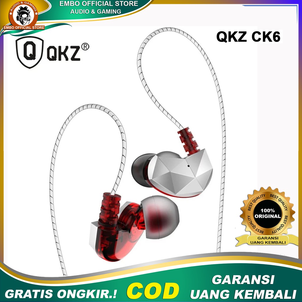 Earphone Headset QKZ CK6 Hifi In Ear Headset Kabel Mic Original Earphones