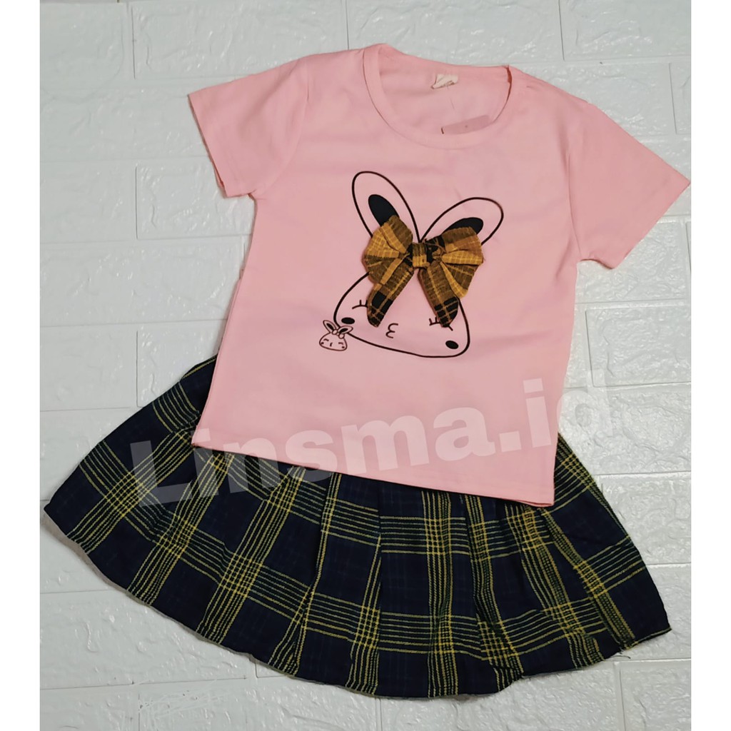 Baju Dress Setelan Anak Perempuan usia 9 Bulan - 4 Tahun 2in1 Import Premium | Korean Style