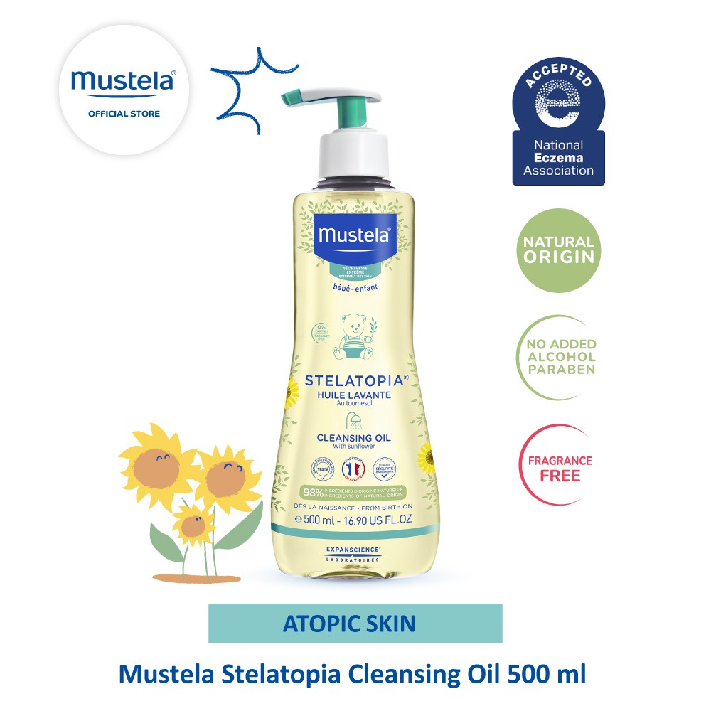 Mustela Stelatopia Cleansing Oil 500 ml - Sabun Mandi Bayi Kulit Atopik