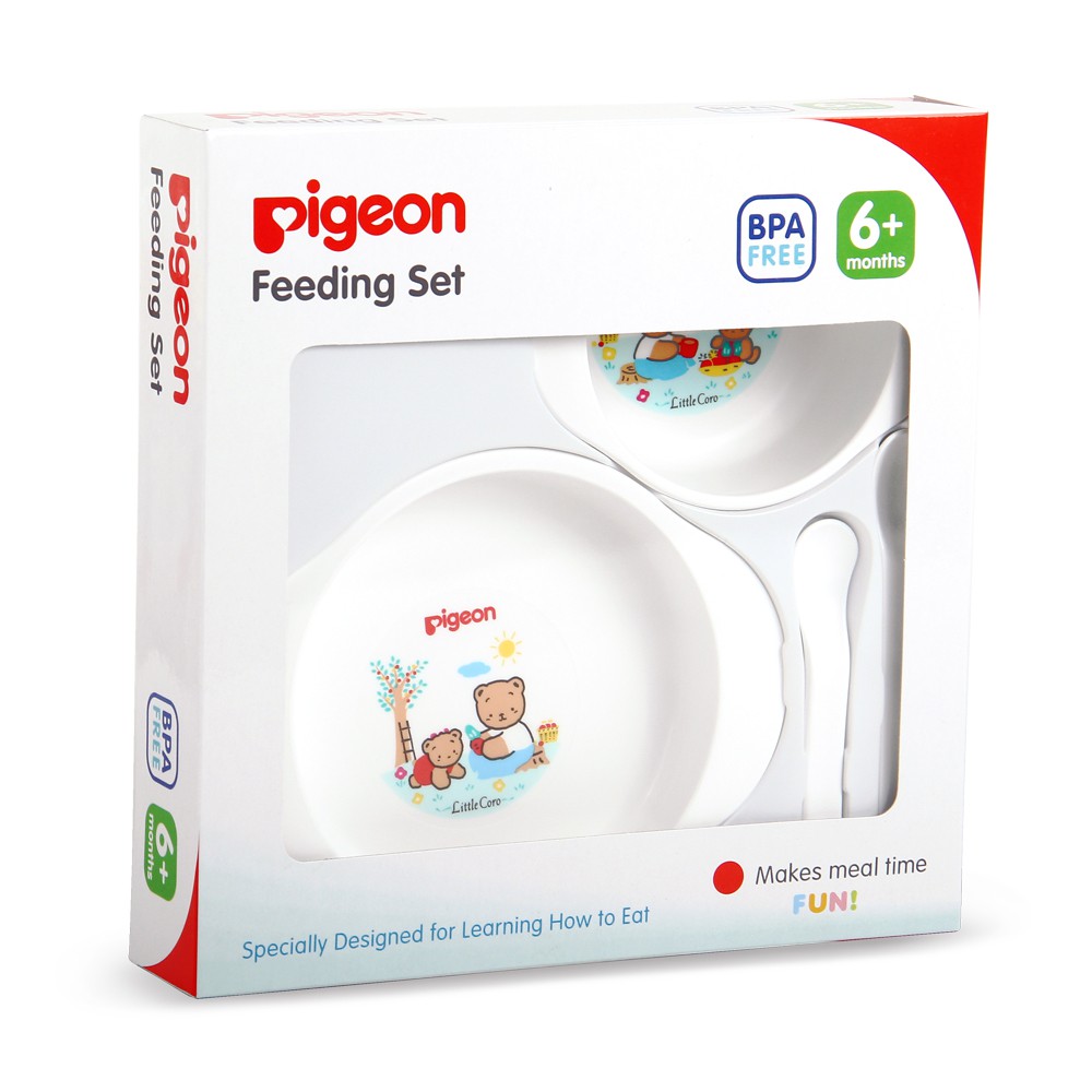 PIGEON Feeding Set Mini | Perlengkapan Makan Bayi (Tersedia Varian Motif)