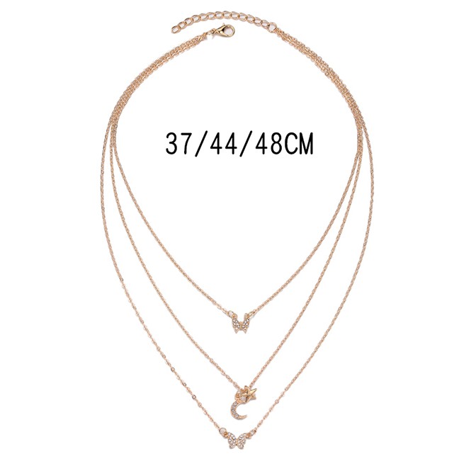 LRC Kalung Fashion Gold Color Alloy Multilayer Crescent P82886311