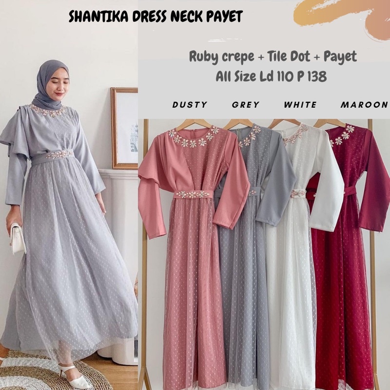 Shantika Tile Dress/ Dress Payet Ld 106/Dress Tille Dot/Dress Tile Payet/Dress Seragaman/Dress Murah