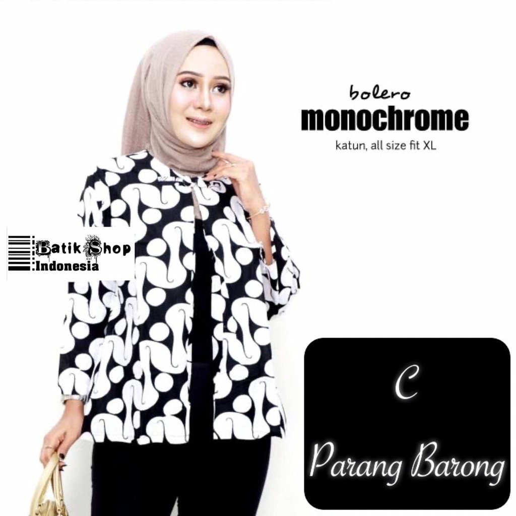 Bolero Monochrome Monokrom Batik 2in1 Modern Seragam Kantor Cantik Baru Casual Santai Kerja