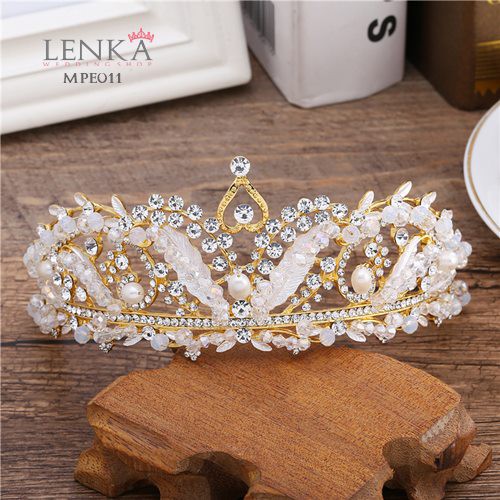 [PALING LARIS] MAHKOTA BRIDAL CROWN HEADPIECE PESTA WEDDING MODERN EMAS MPE011