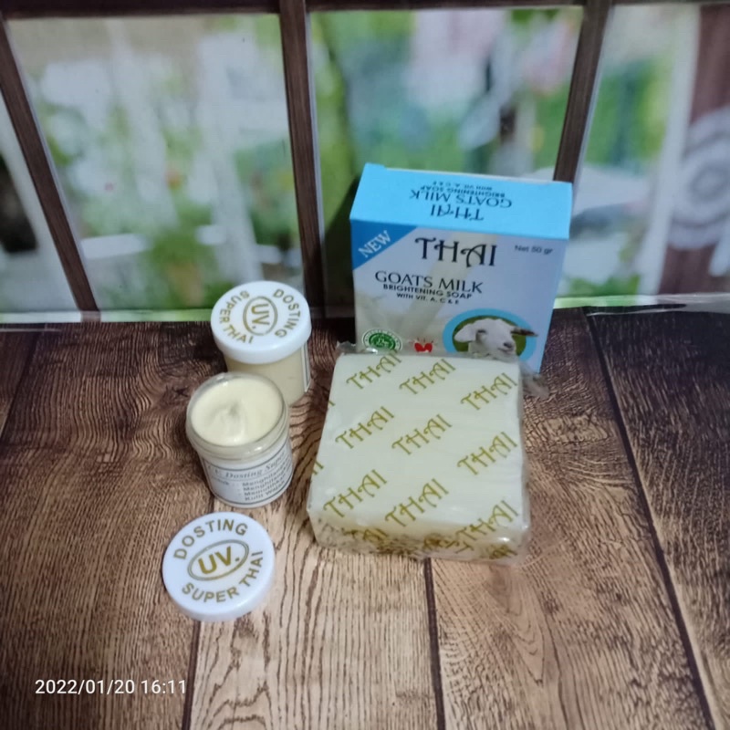 Paket Cream Dosting Uv Super Thai &amp; Sabun Thai Goats Milk