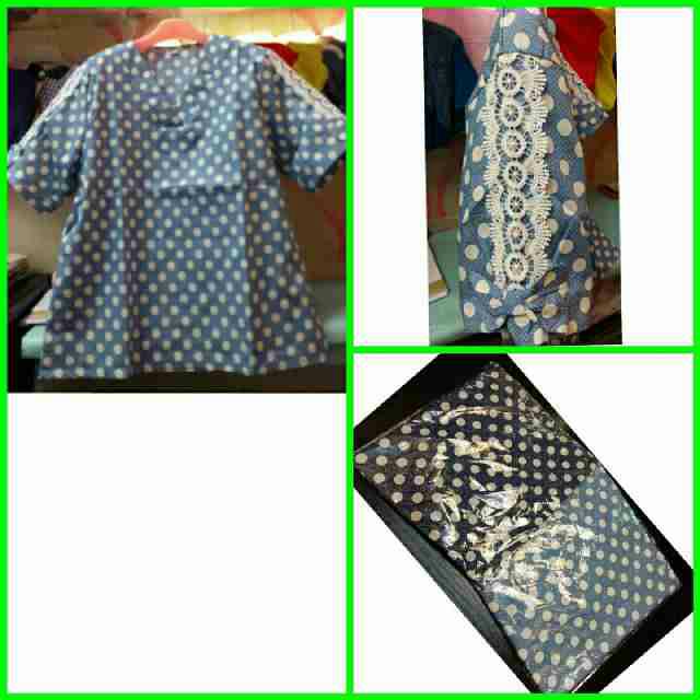 Blouse Katun Denim Polkadot Jumbo