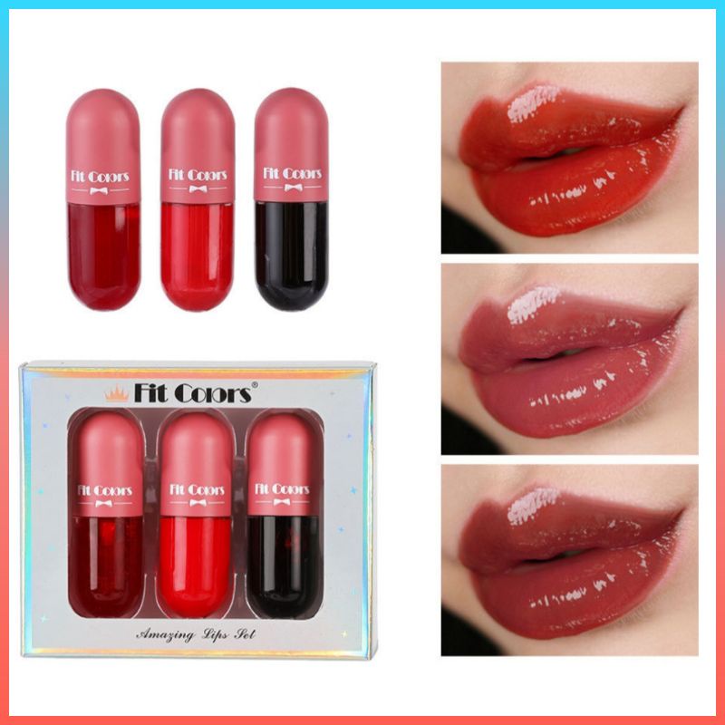 Lipgloss Moisturizing Waterproof Fit Colors Thermochromic Lipstik Lip Glossy Set 3 In 1 Long Lasting