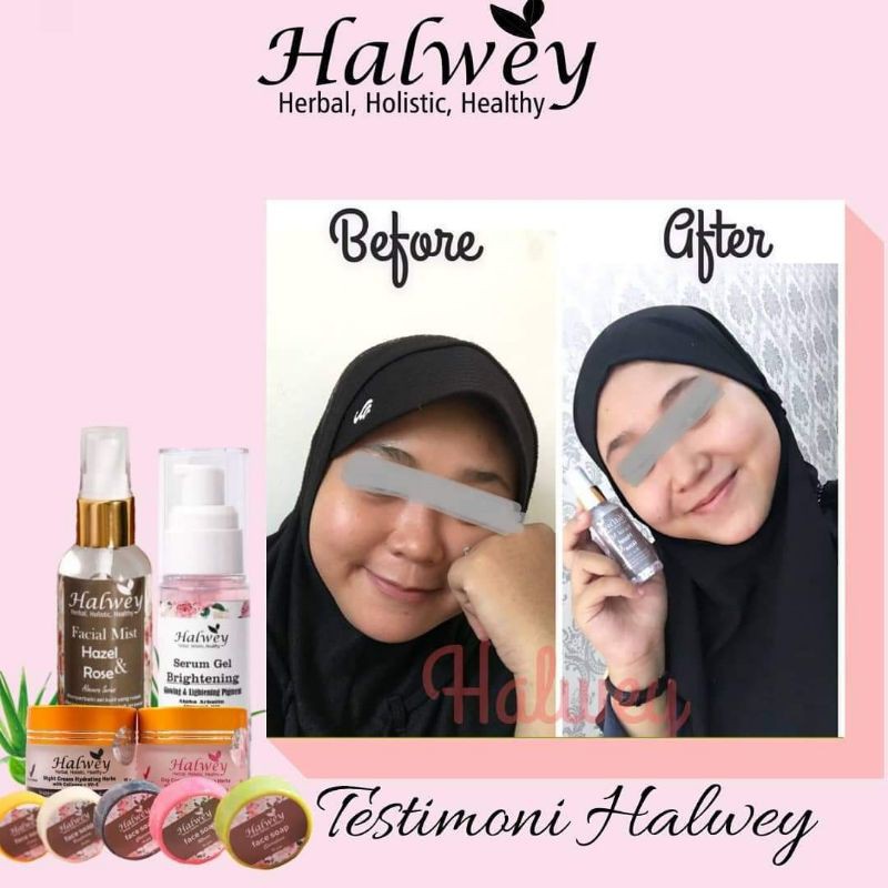 testimoni halwey skincare