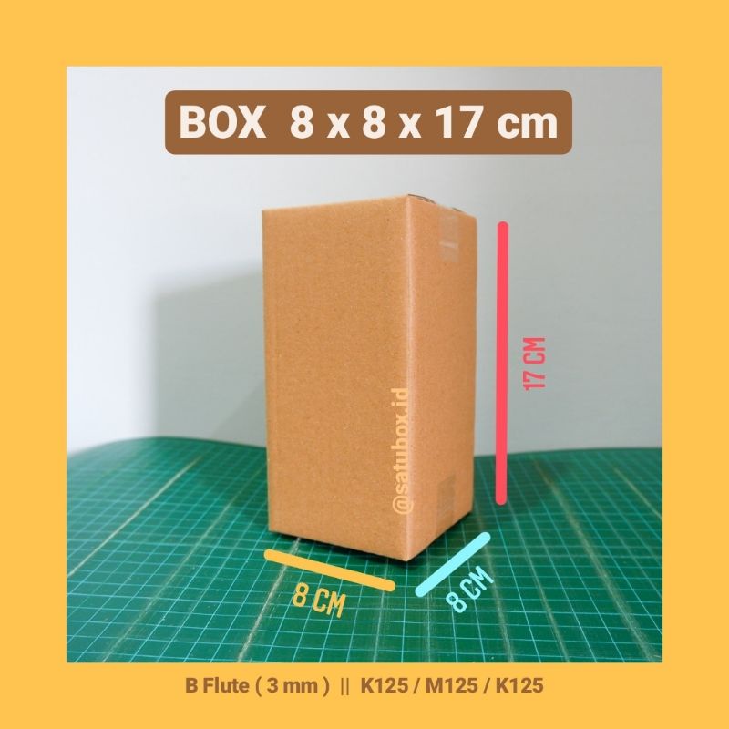 

kardus karton box polos uk. 8x8x17 cm, single wall tebal 3mm