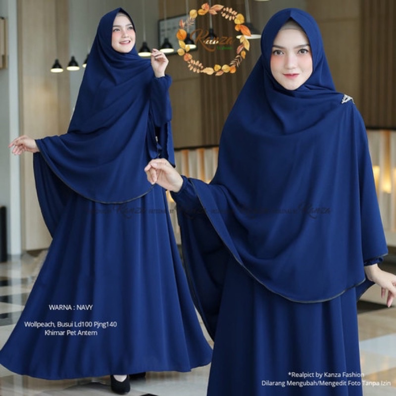 (KJI) GAMIS KHADIJAH ONE SET HIJAB JUMBO DAILY BUSUI DRESS WOLFIS