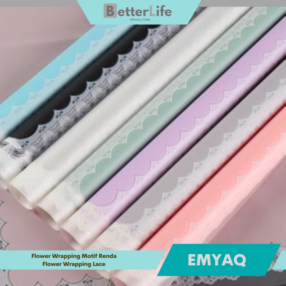 

Better Life - [5 LEMBAR] Flower Wrapping Frame Kertas Bucket Motif Renda Waterproof - EMYAQ