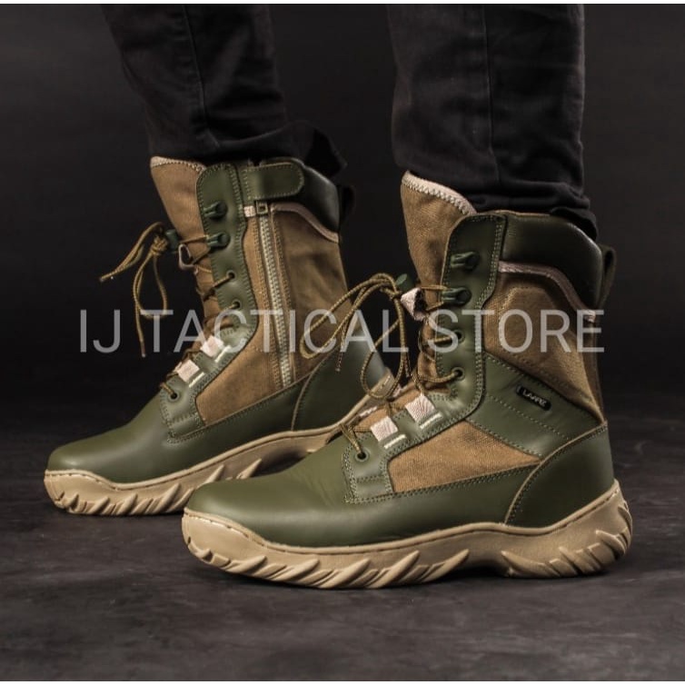 SEPATU BOOT TACTICAL / SEPATU ARMY - LAARZ STEYR AUG Green/Black (ORIGINAL)