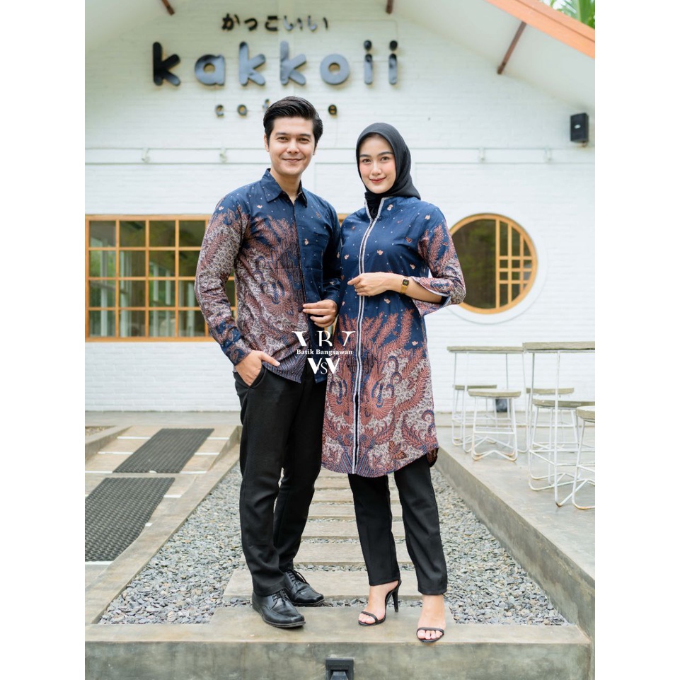 Maura Couple - Sania Ruffle Batik Couple Ori Ndoro Jowi Ready Seragam M L XL XXL Jumbo