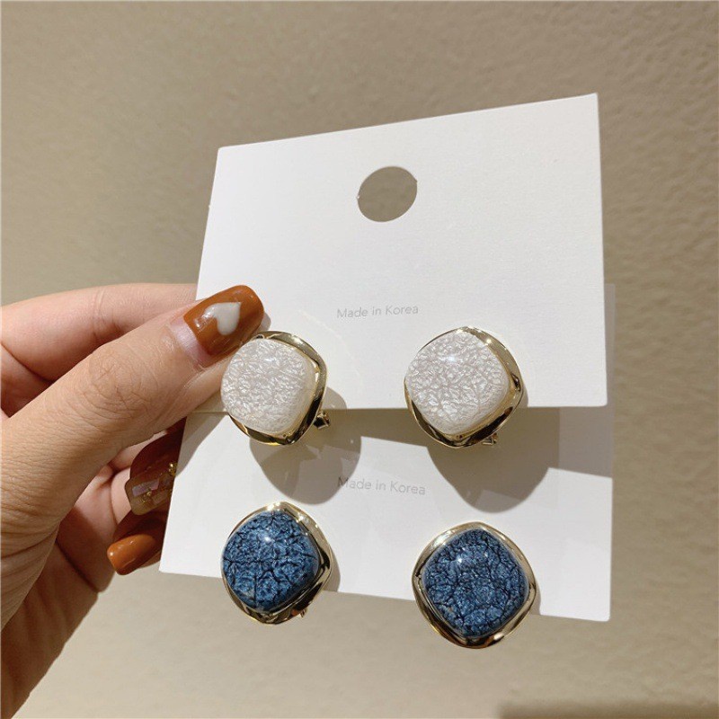 anting 925 Silver Needle Light Luxury Crack Sapphire Popular Stud Earrings Wanita Korea Fashion Anting Aksesoris